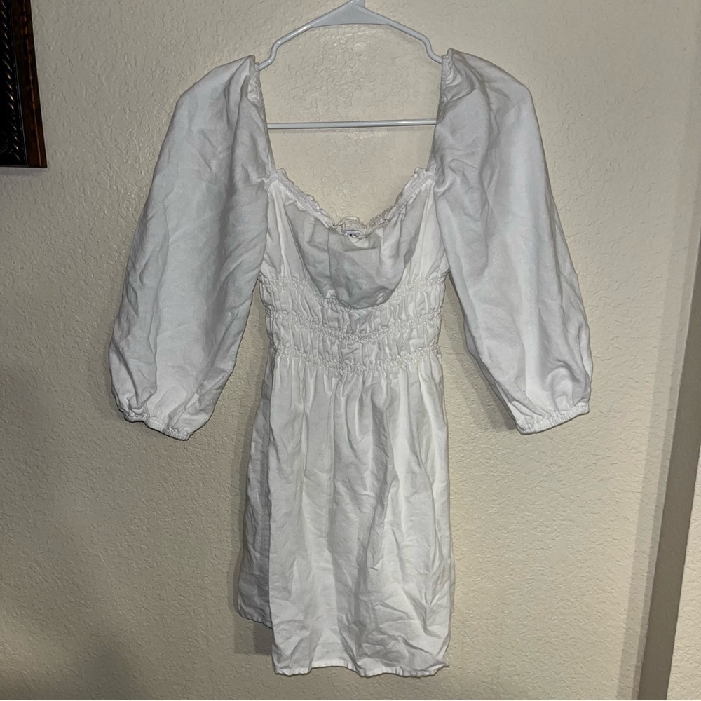 Anthropologie Charlie Holiday Linen Blend Boho Smoked Top Dress Size 8